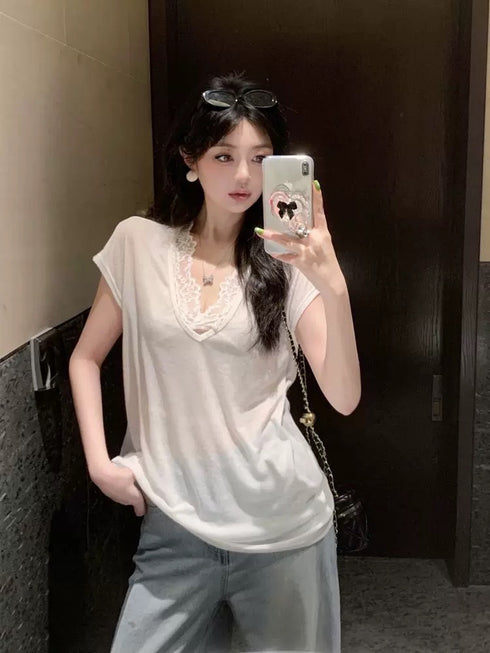 MATINEE Stylish Lace Tops With Loose T-Shirts